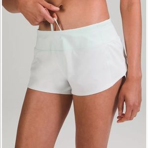 White Lululemon Speed Up Shorts